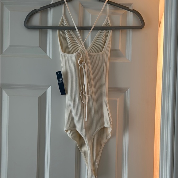 Abercrombie & Fitch Elegant Cream Ribbed Bodysuit - Picture 2 of 4